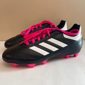 Adidas Boys Size 2 Pink Black and White Cleats